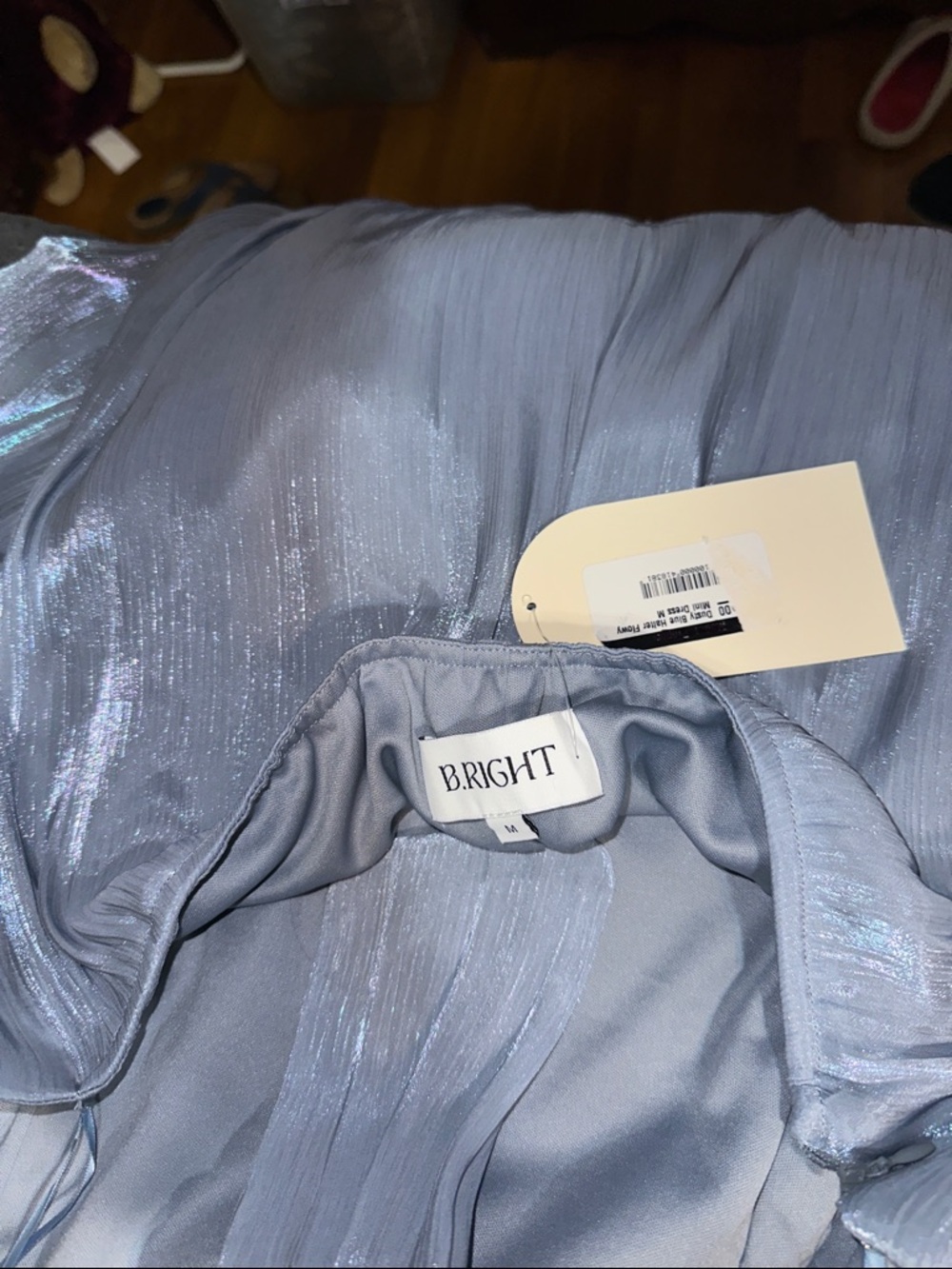 NWT B.Right Light Blue Ruffle Halter Dress - Picture 3 of 4